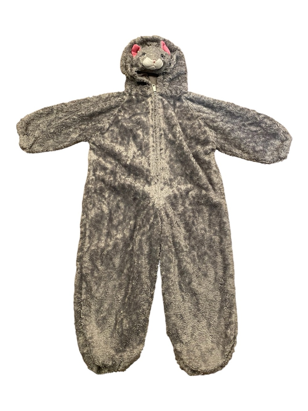 Little Kids Cat Halloween Costume 4-6yr Grey Zip Up Cozy Easy On Dress Up